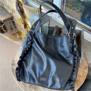 Nine & Co‎ Black Ruffle Trimmed Shoulder Bag